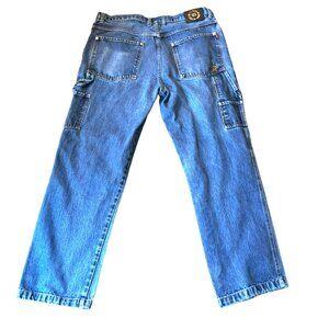 VTG 90s KENPO CARPENTER JEANS SZ 40 X 32 BLUE DENIM RELAXED FIT HAMMER LOOP MENS